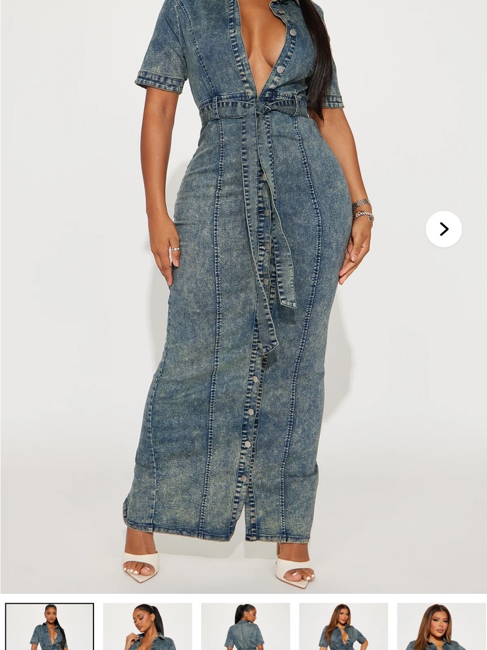Fashion Nova Washed Denim Maxi Dress
